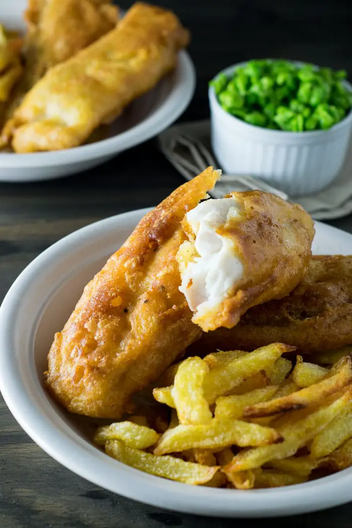 Crispy fish & chips with mushy peas recipe