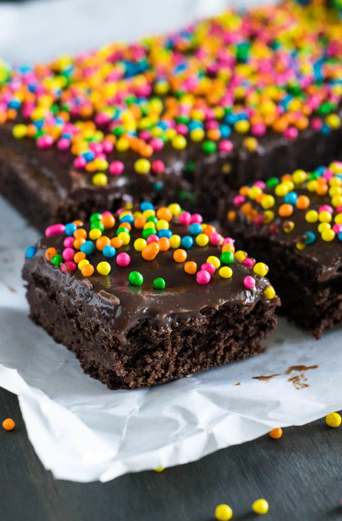 brownies with brigadeiro frosting and sprinkles