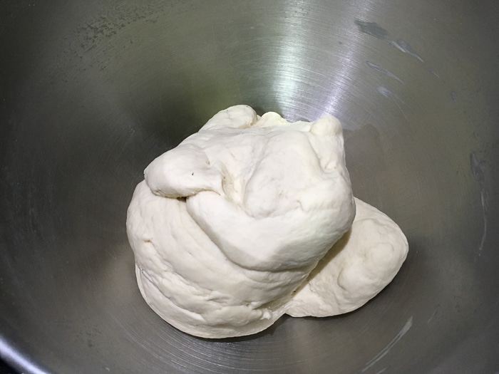 Homemade Bagels dough - smooth and stiff, holding its shape