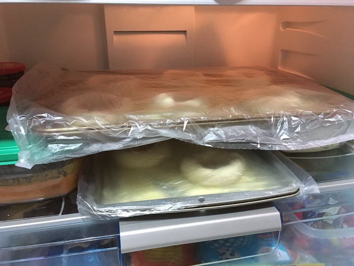 Baking pans in refrigerator