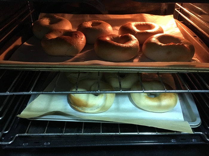 Bagels in oven