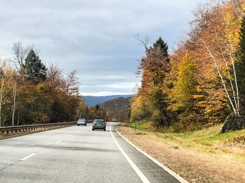 Driving from Vermont to Maine through the Kancamagus Highway during ...