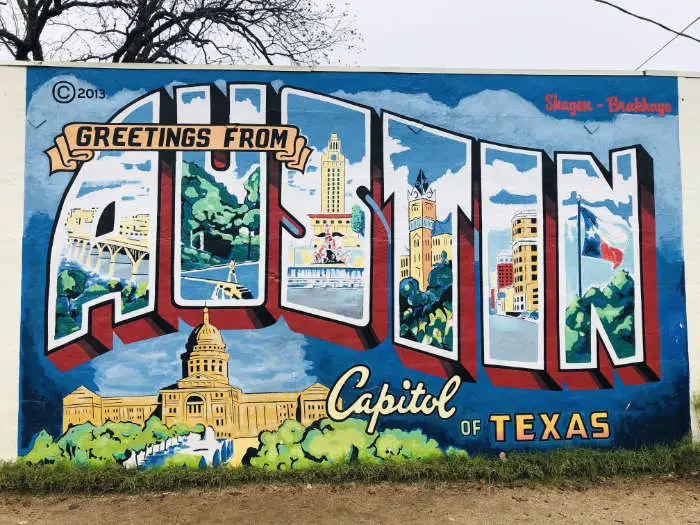 Greetings from Austin mural